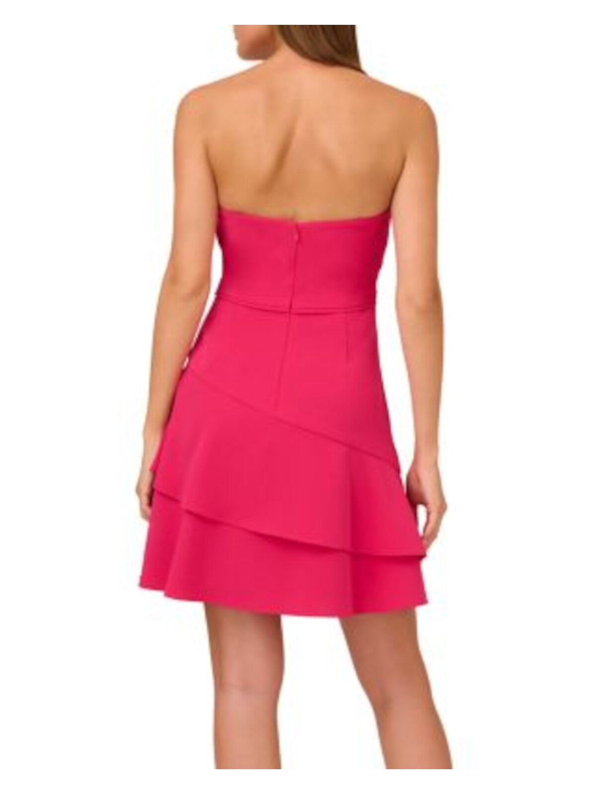 LIV FOSTER Womens Pink Zippered Lined Twisted Front Detail Ruffeled Sleeveless Sweetheart Neckline Above The Knee Cocktail Fit + Flare Dress 4