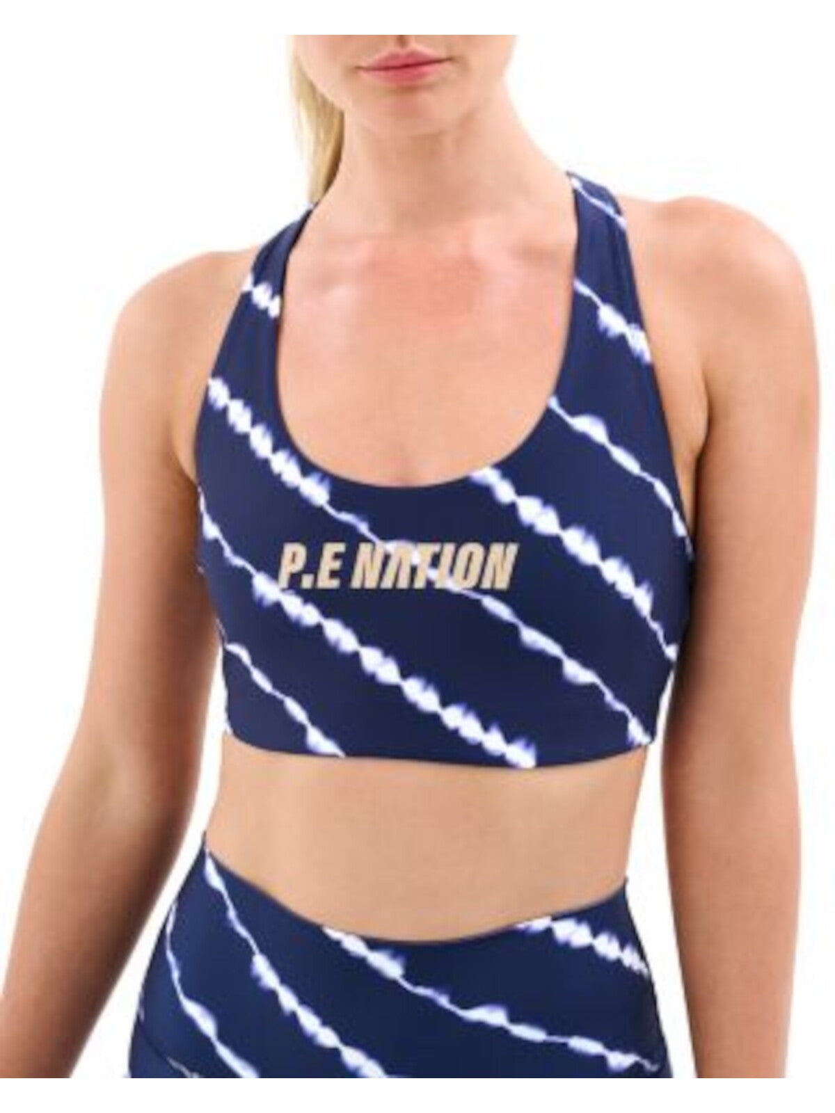 P. E NATION Intimates Navy Contrast Logo Medium Impact For Training Sports Bra XS