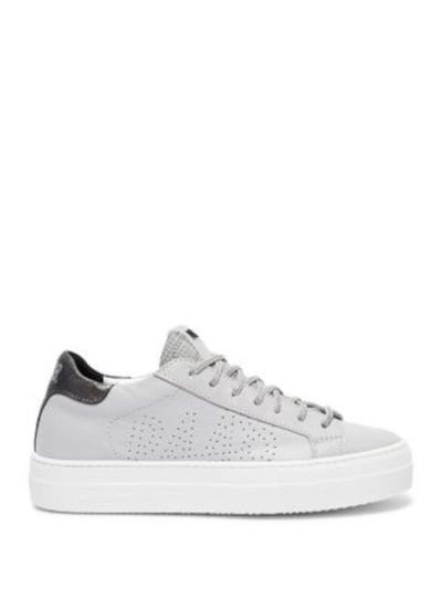 P448 Womens Gray Mixed Media Perforated Padded Metallic F23 Thea Round Toe Platform Lace-Up Sneakers Shoes 42