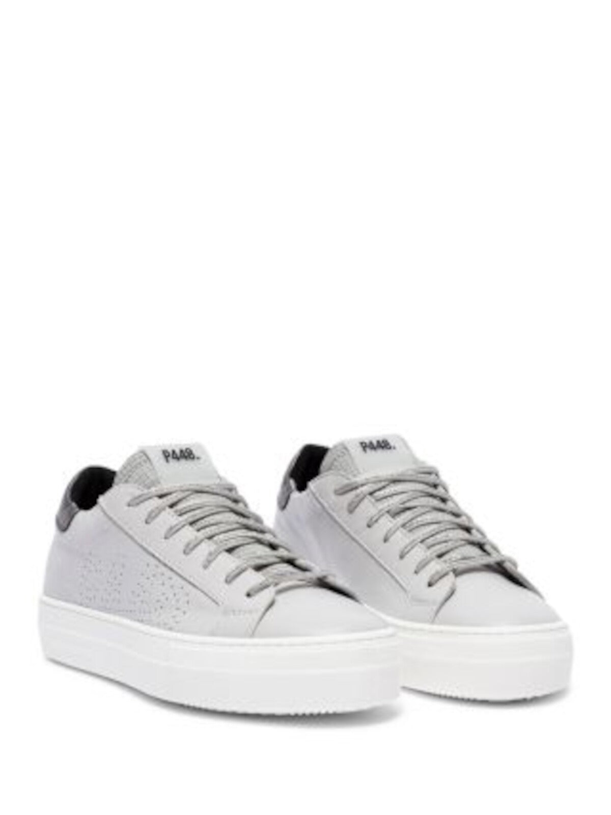 P448 Womens Gray Mixed Media Perforated Padded Metallic F23 Thea Round Toe Platform Lace-Up Sneakers Shoes 42