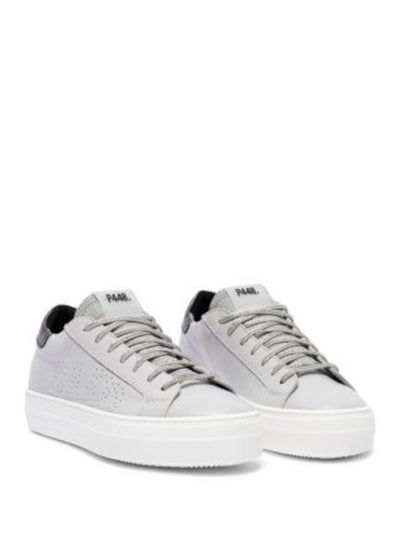 P448 Womens Gray Mixed Media Perforated Padded Metallic F23 Thea Round Toe Platform Lace-Up Sneakers Shoes 42