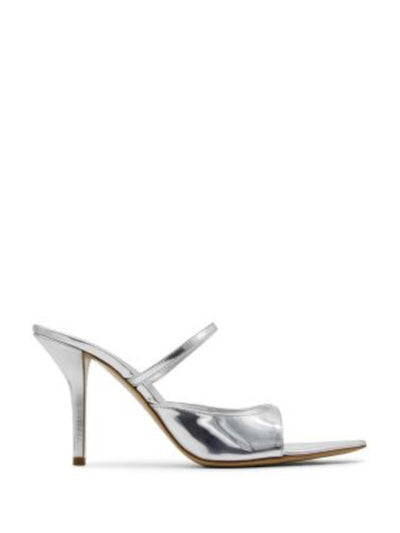 GIA BORGHINI Womens Silver Metallic Goring Padded Aimeline Open Toe Stiletto Slip On Heeled Mules Shoes 38