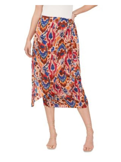 VINCE CAMUTO Womens Brown Zippered Tie Lined Printed Midi A-Line Skirt XS