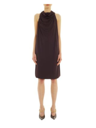 LANVIN Womens Brown Sleeveless Mock Neck Above The Knee Party Shift Dress 38