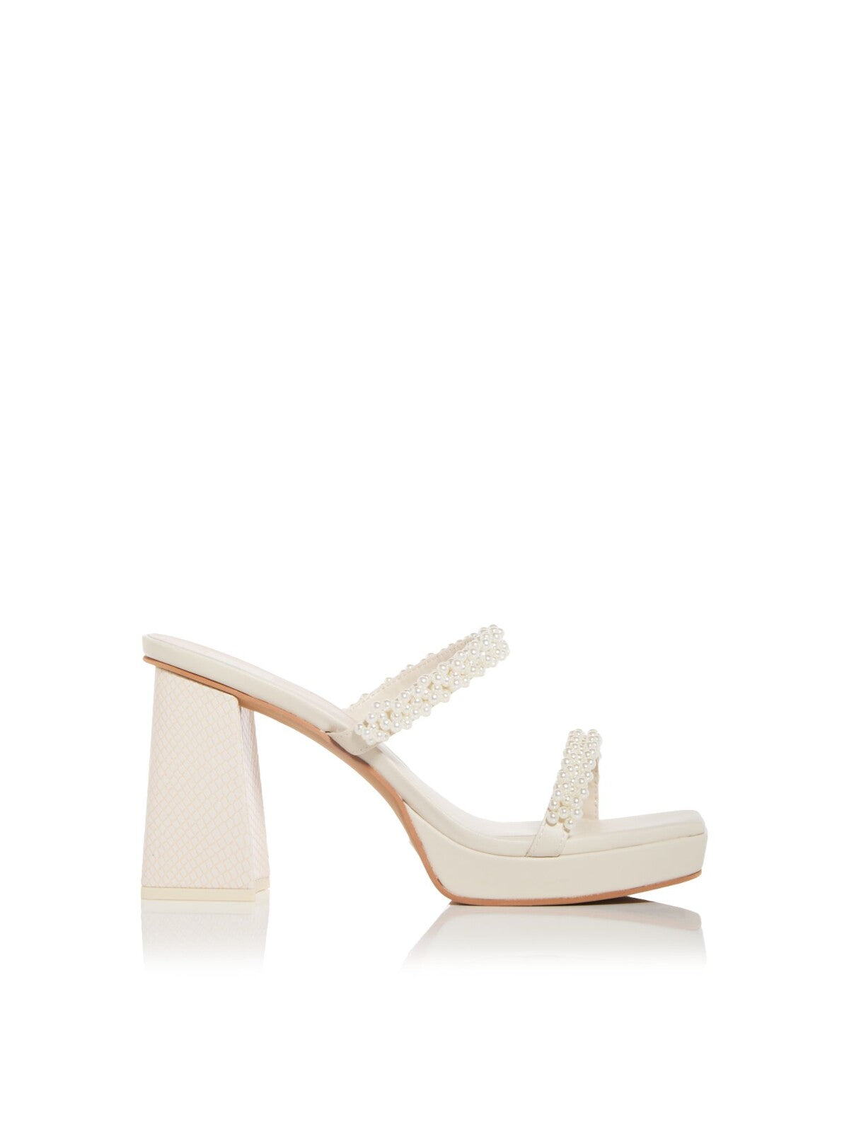 DOLCE VITA Womens Ivory 1" Platform Padded Embellished Goring Ariele Square Toe Block Heel Slip On Dress Heeled Sandal 11