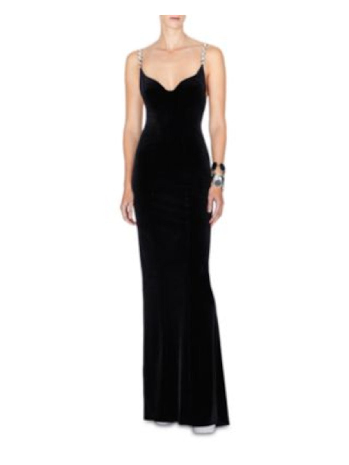 GALVAN LONDON Womens Black Zippered Lined Embellished Straps Sleeveless Sweetheart Neckline Full-Length Evening Gown Dress 8