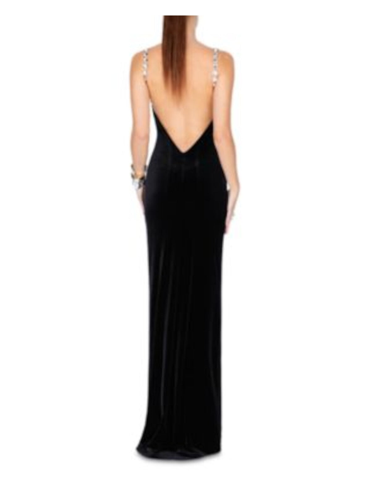 GALVAN LONDON Womens Black Zippered Lined Embellished Straps Sleeveless Sweetheart Neckline Full-Length Evening Gown Dress 8