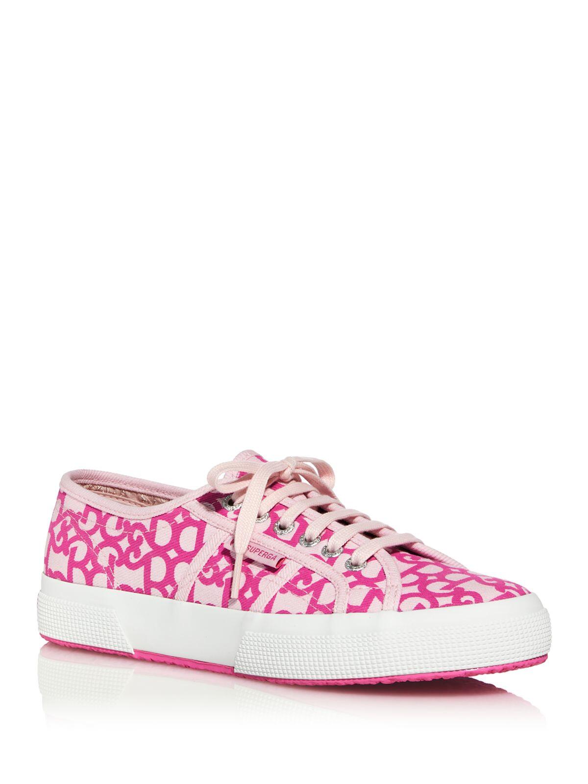 SUPERGA Womens Pink Printed Round Toe Platform Lace-Up Sneakers Shoes 37