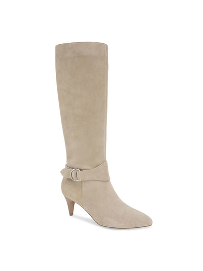 SPLENDID Womens Beige Cushioned Buckle Accent Goring Fortuna Pointed Toe Kitten Heel Zip-Up Leather Dress Boots 8.5 M