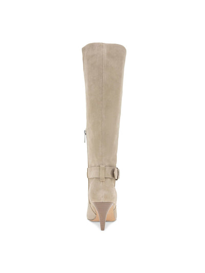 SPLENDID Womens Beige Cushioned Buckle Accent Goring Fortuna Pointed Toe Kitten Heel Zip-Up Leather Dress Boots 8.5 M