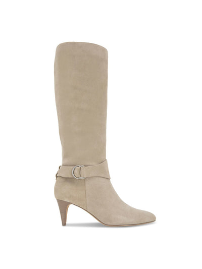 SPLENDID Womens Beige Cushioned Buckle Accent Goring Fortuna Pointed Toe Kitten Heel Zip-Up Leather Dress Boots 8.5 M