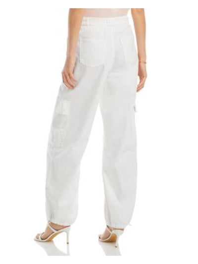 JONATHAN SIMKHAI Womens White Zippered Pocketed Straight Leg Toggle Hems Cargo Pants S