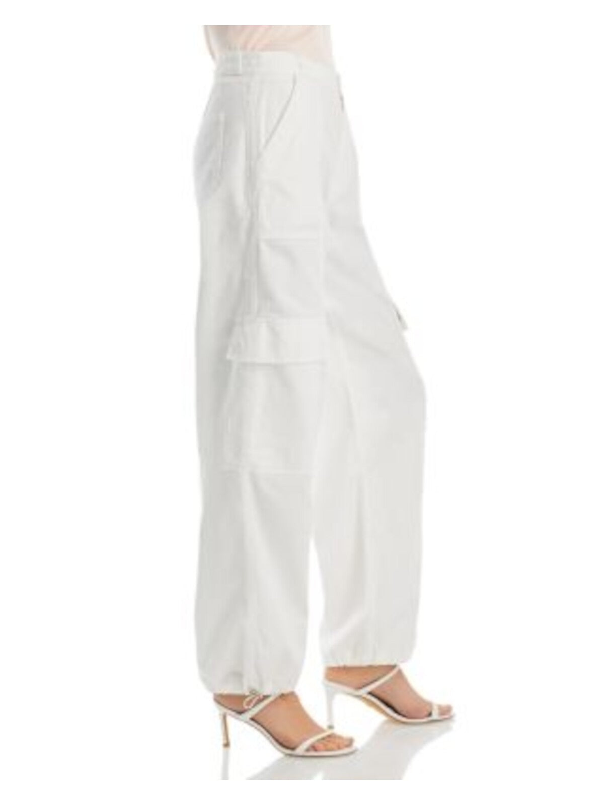 JONATHAN SIMKHAI Womens White Zippered Pocketed Straight Leg Toggle Hems Cargo Pants S