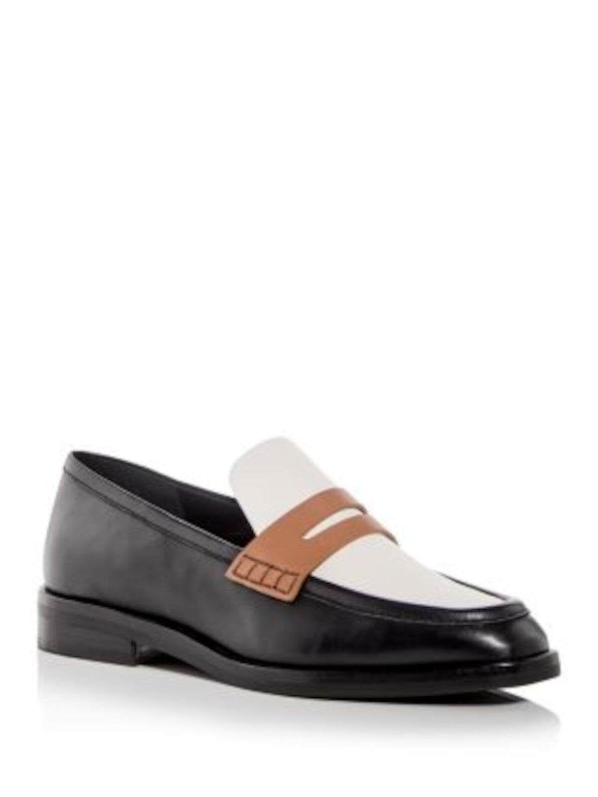 3.1 PHILLIP LIM Womens Black Color Block Penny Strap Apron Toe Padded Alexa Round Toe Slip On Leather Dress Loafers Shoes 35