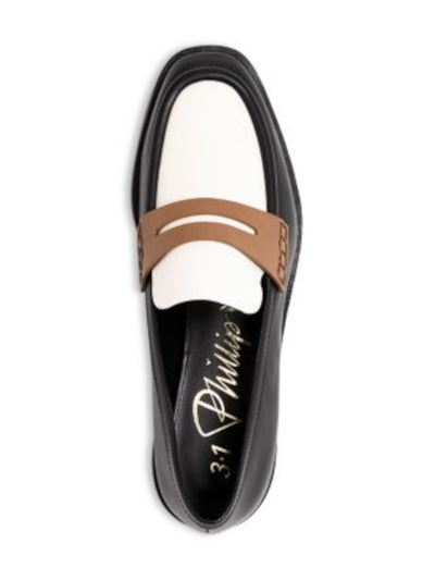 3.1 PHILLIP LIM Womens Black Color Block Penny Strap Apron Toe Padded Alexa Round Toe Slip On Leather Dress Loafers Shoes 35