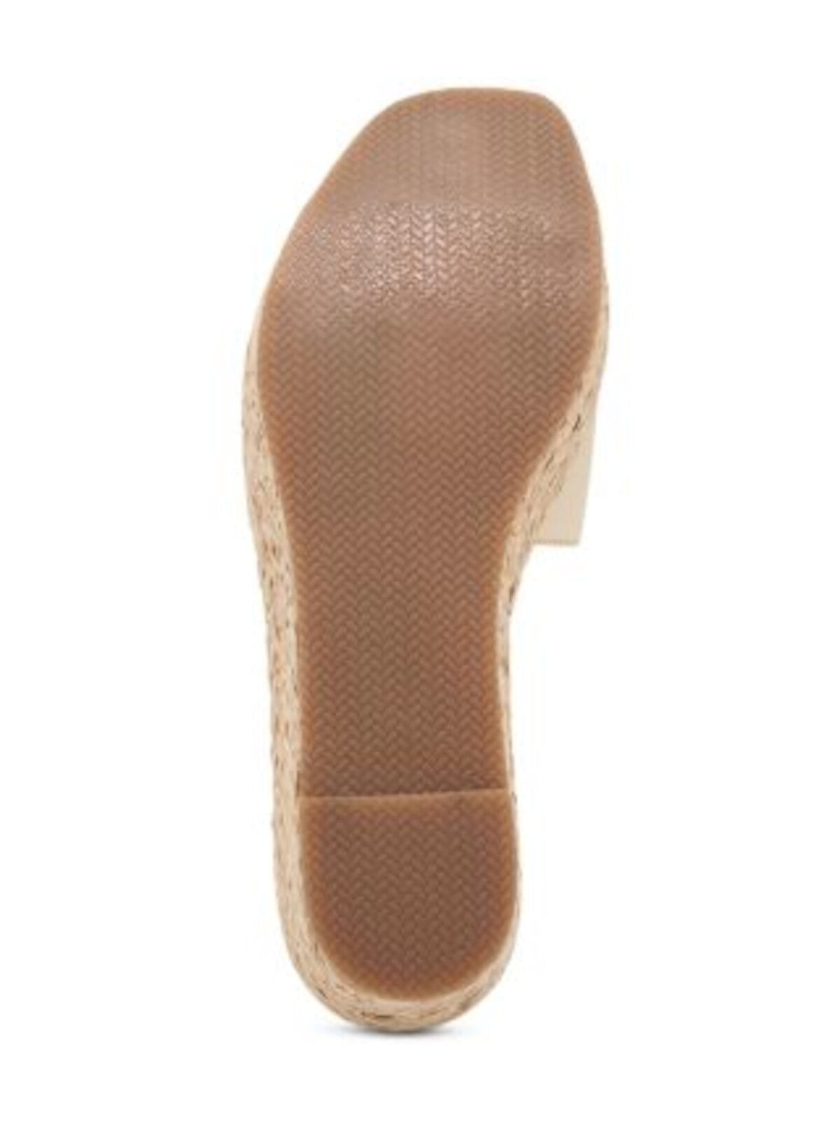 ANDRE ASSOUS Womens Beige 1-1/2" Platform Padded Sienna Open Toe Wedge Slip On Leather Espadrille Shoes