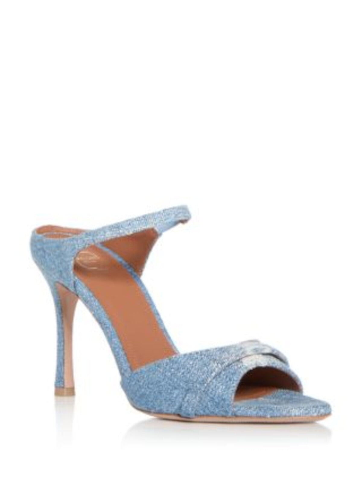 MALONE SOULIERS Womens Blue Distressed Goring Padded Una Open Toe Stiletto Slip On Heeled Sandal 38