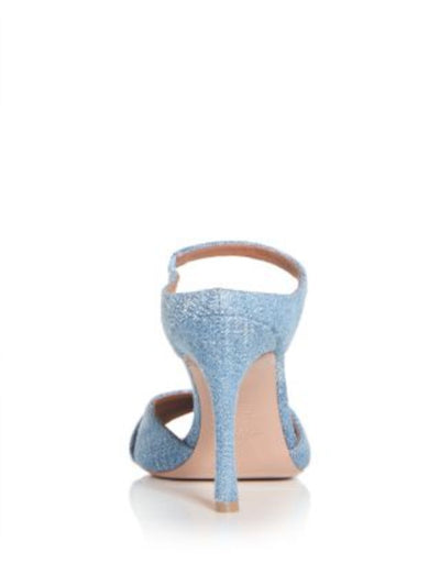 MALONE SOULIERS Womens Blue Distressed Goring Padded Una Open Toe Stiletto Slip On Heeled Sandal 38
