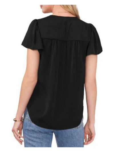 VINCE CAMUTO Womens Black Bell Sleeve V Neck Wear To Work T-Shirt XXS