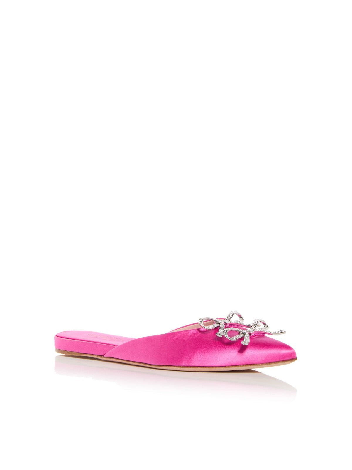 GIAMBATTISTA VALLI Womens Pink Embellished Bow Accents Padded Pink Fluo Pointed Toe Slip On Dress Mules 40
