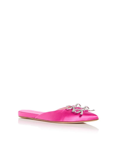 GIAMBATTISTA VALLI Womens Pink Embellished Bow Accents Padded Pink Fluo Pointed Toe Slip On Dress Mules 40
