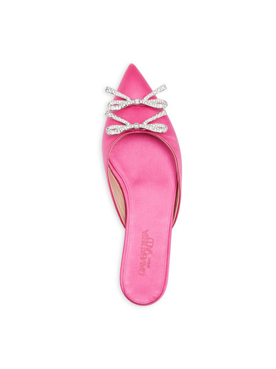 GIAMBATTISTA VALLI Womens Pink Embellished Bow Accents Padded Pink Fluo Pointed Toe Slip On Dress Mules 40