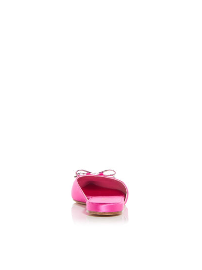 GIAMBATTISTA VALLI Womens Pink Embellished Bow Accents Padded Pink Fluo Pointed Toe Slip On Dress Mules 40