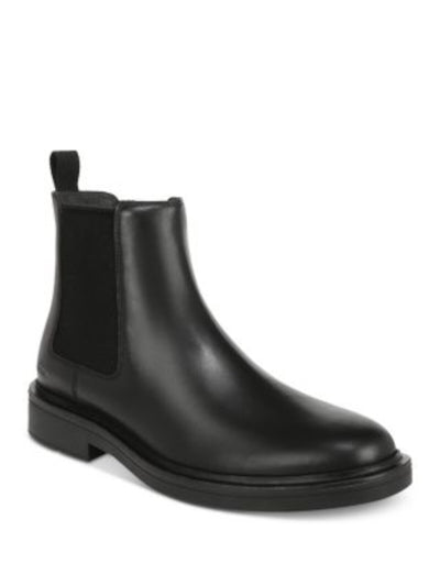 VINCE. Mens Black Heel Pull-Tab Goring Padded Erik Round Toe Block Heel Chelsea Boot 9 M