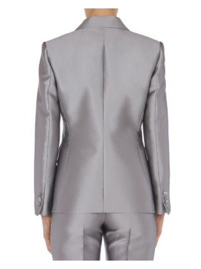 ALBERTA FERRETTI Womens Gray Pocketed Lined Evening Blazer Jacket 8