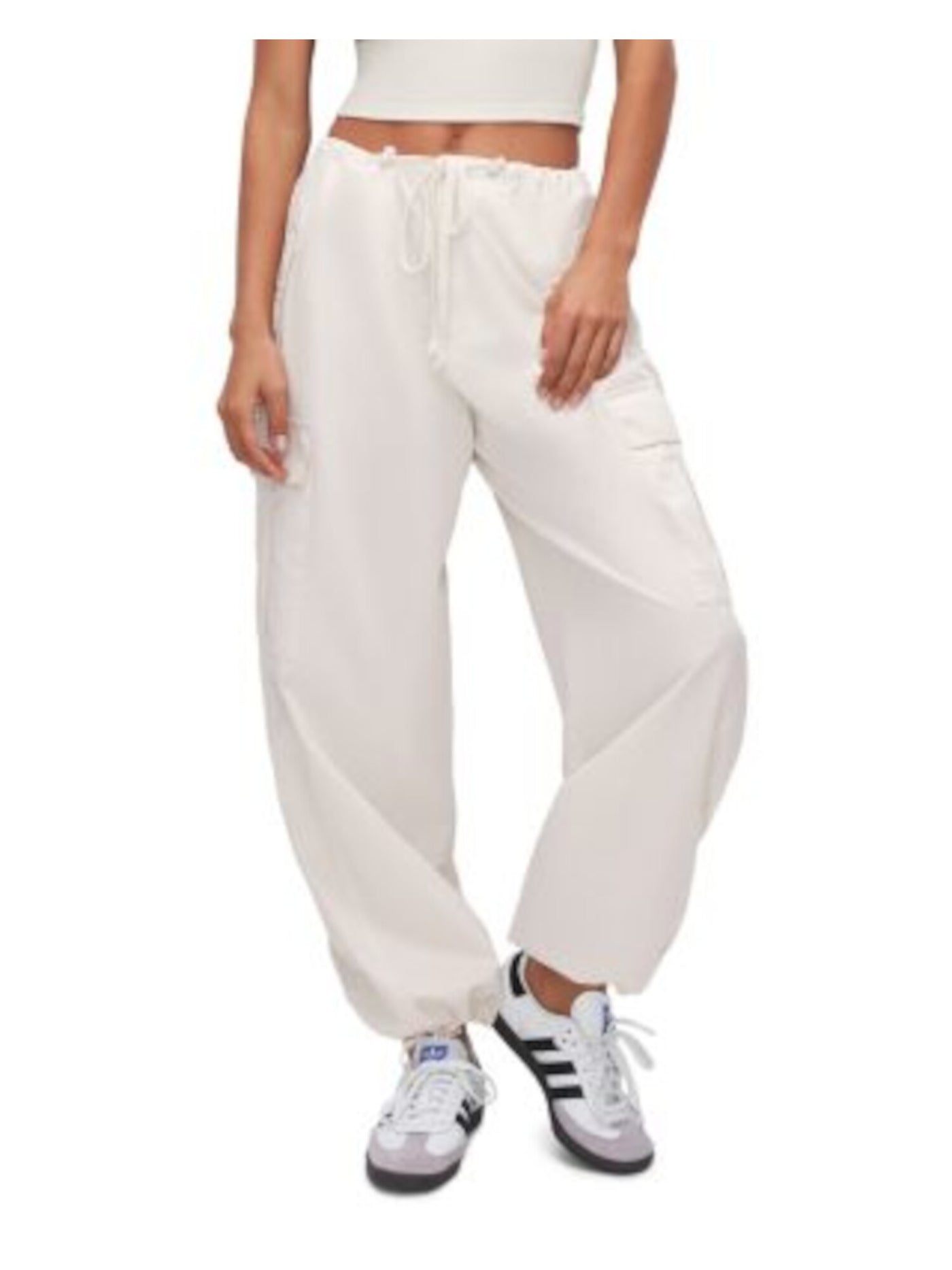 GOOD AMERICAN Womens White Zippered Pocketed Drawstring Waist And Cuffs Wide Leg Pants Plus 6