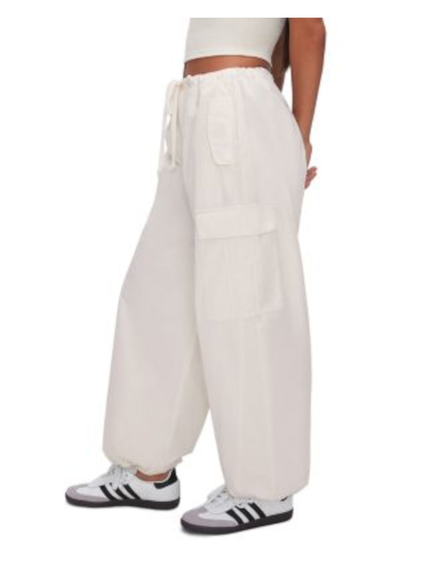 GOOD AMERICAN Womens White Zippered Pocketed Drawstring Waist And Cuffs Wide Leg Pants Plus 6