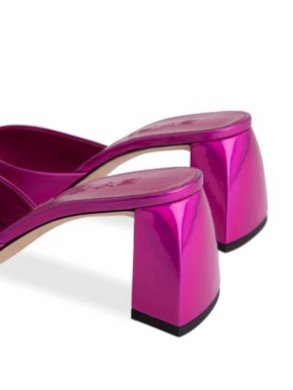 BY FAR Womens Pink Iridescent Padded Romy Square Toe Block Heel Slip On Heeled Sandal 40