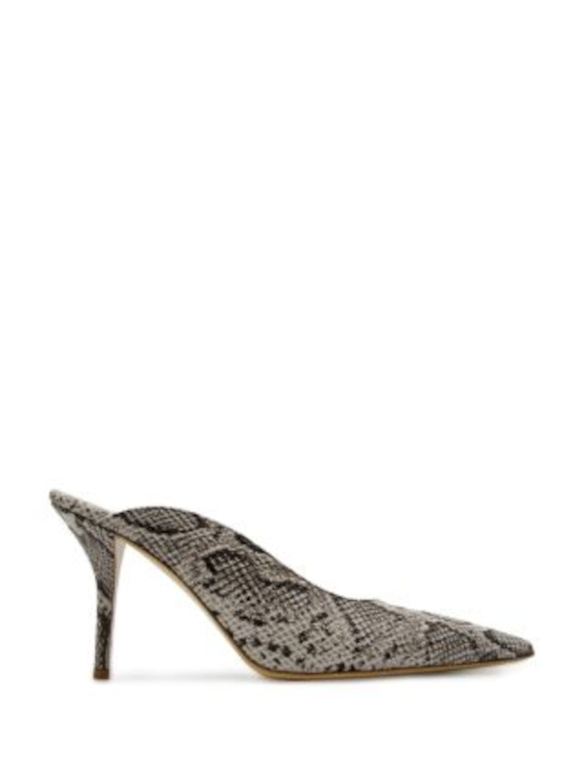 GIA BORGHINI Womens Gray Snake Padded Abella Pointed Toe Stiletto Slip On Dress Heeled Mules Shoes 39