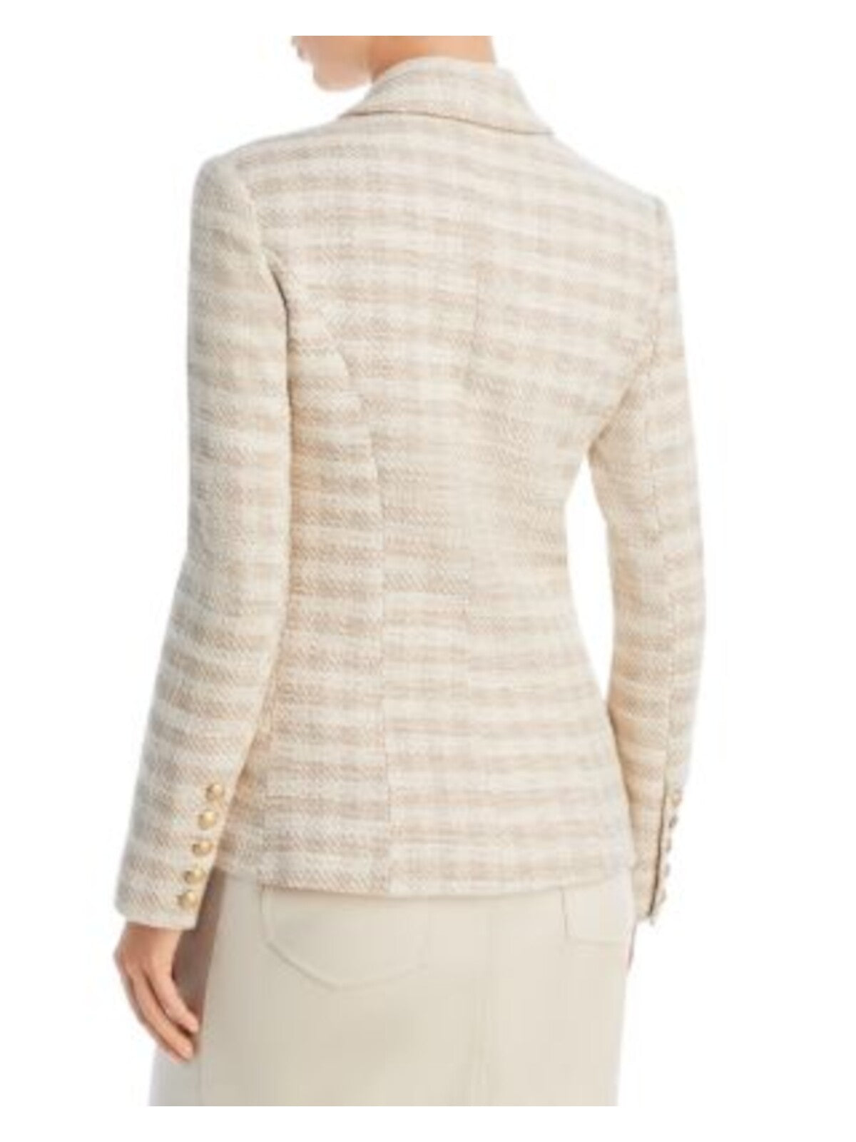 LAGENCE Womens Beige Pocketed Lined Double Breasted Check Wear To Work Blazer Jacket 10