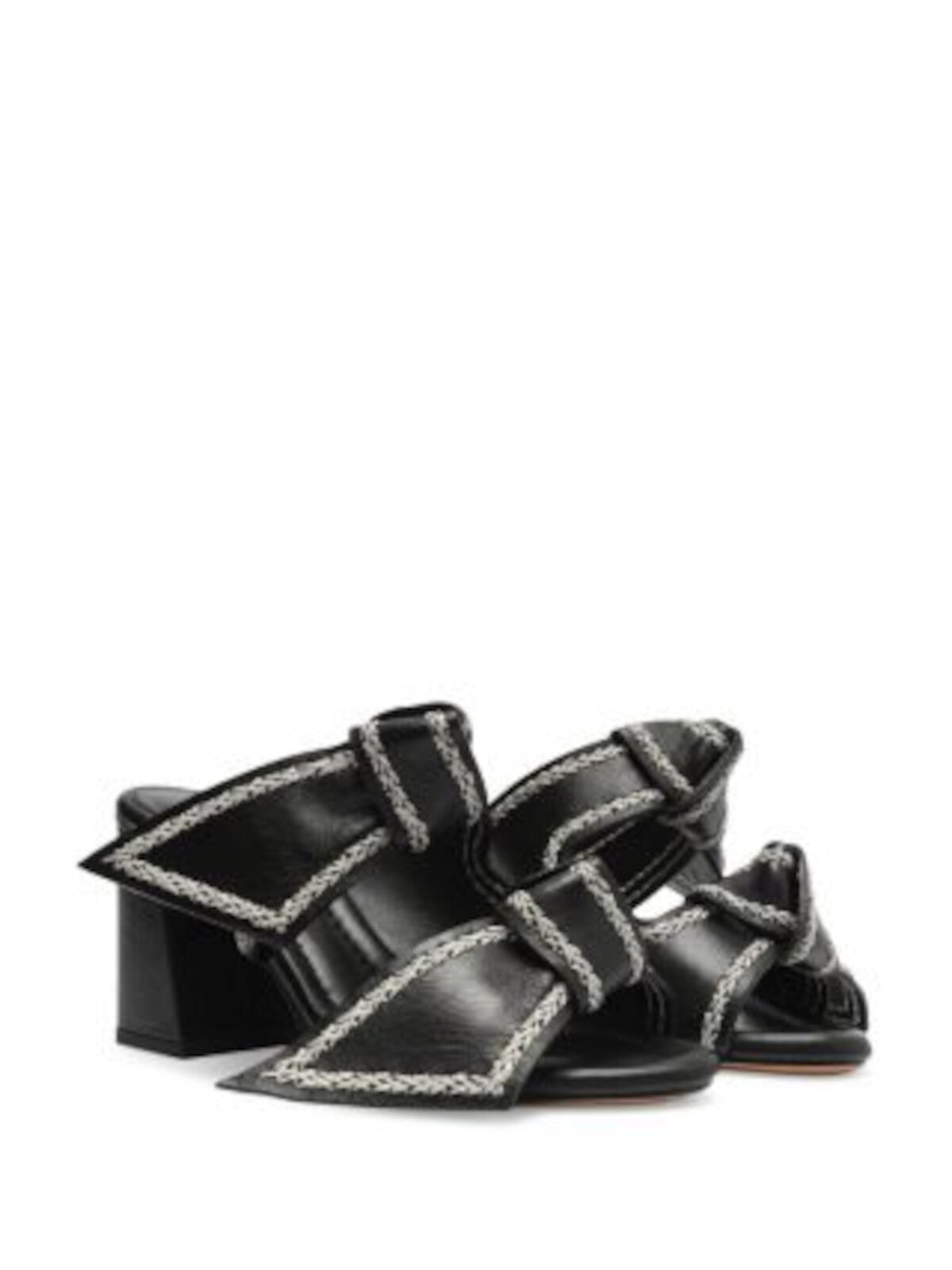 ALEXANDRE BIRMAN Womens Black Contrast Stitching Knotted Padded Clarita Almond Toe Flare Slip On Leather Heeled Sandal 37