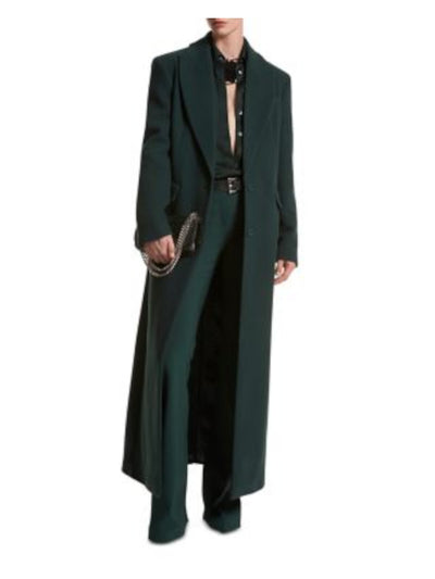 MICHAEL KORS COLLECTION Womens Green Pocketed Lined Button Down Collared Trench Coat 6