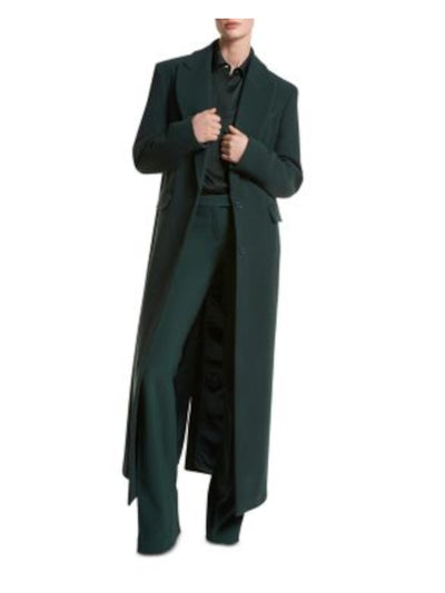 MICHAEL KORS COLLECTION Womens Green Pocketed Lined Button Down Collared Trench Coat 6