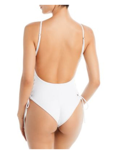 CAPITTANA Women's White Moderate Coverage One Piece Swimsuit M