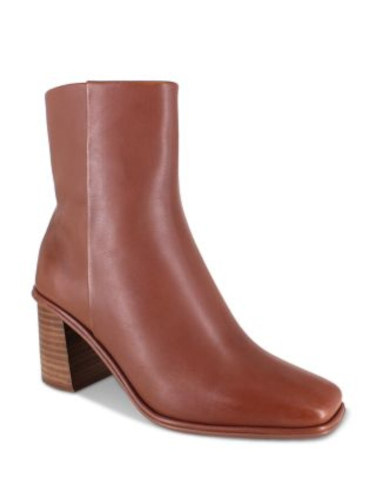 SPLENDID Womens Brown Cushioned Vale Square Toe Block Heel Zip-Up Leather Booties 8 M