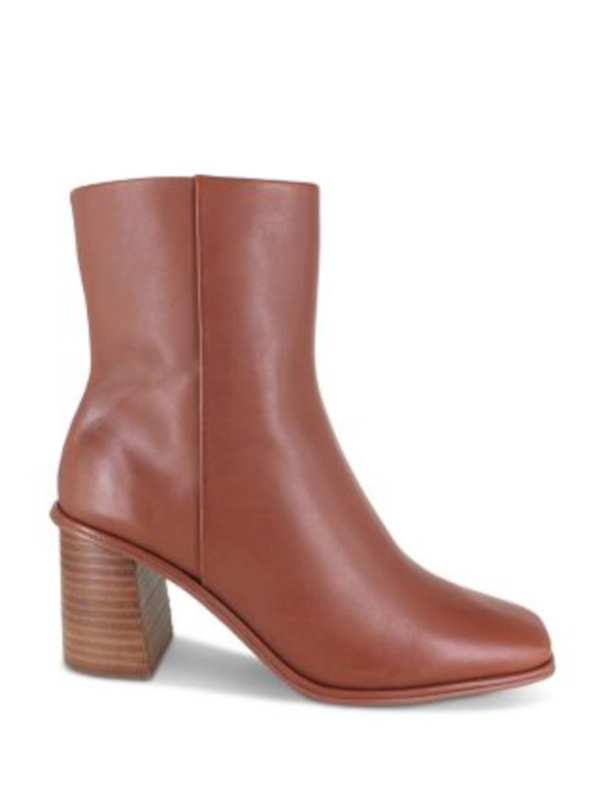 SPLENDID Womens Brown Cushioned Vale Square Toe Block Heel Zip-Up Leather Booties 8 M
