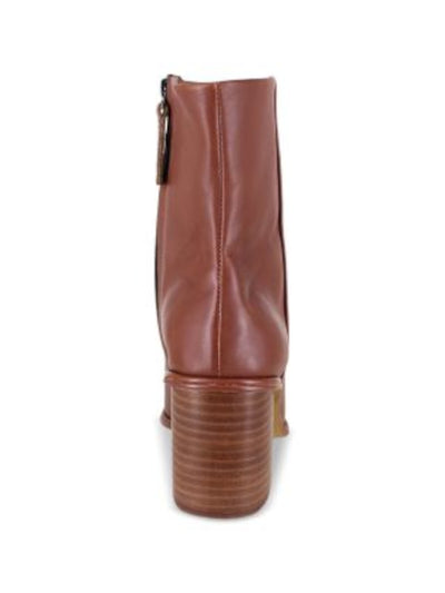 SPLENDID Womens Brown Cushioned Vale Square Toe Block Heel Zip-Up Leather Booties 8 M