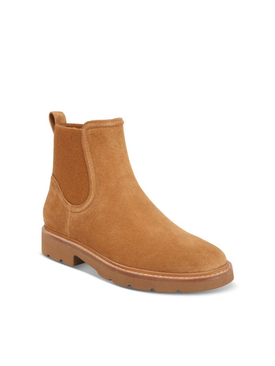 VINCE. Womens Brown Water Repellent Cushioned Back Pull-Tab Lug Sole Goring Rue Round Toe Block Heel Chelsea 6.5 M