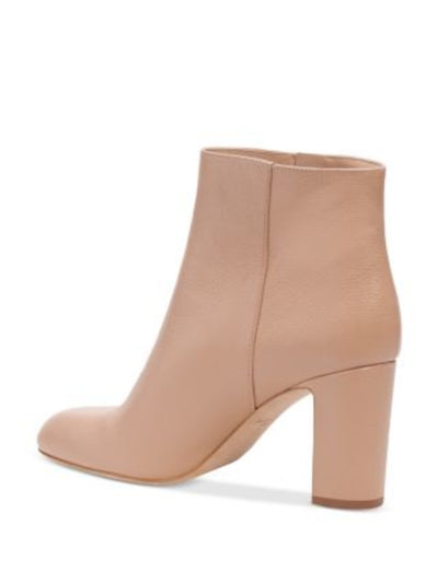 KATE SPADE NEW YORK Womens Beige Pebbled Padded Knott Round Toe Block Heel Zip-Up Leather Booties 11 B