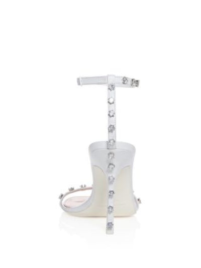 ALEXANDER WANG Womens White Embellished Ankle Strap Cushioned Nicki 105 Round Toe Stiletto Buckle Leather Dress Heeled Sandal 40