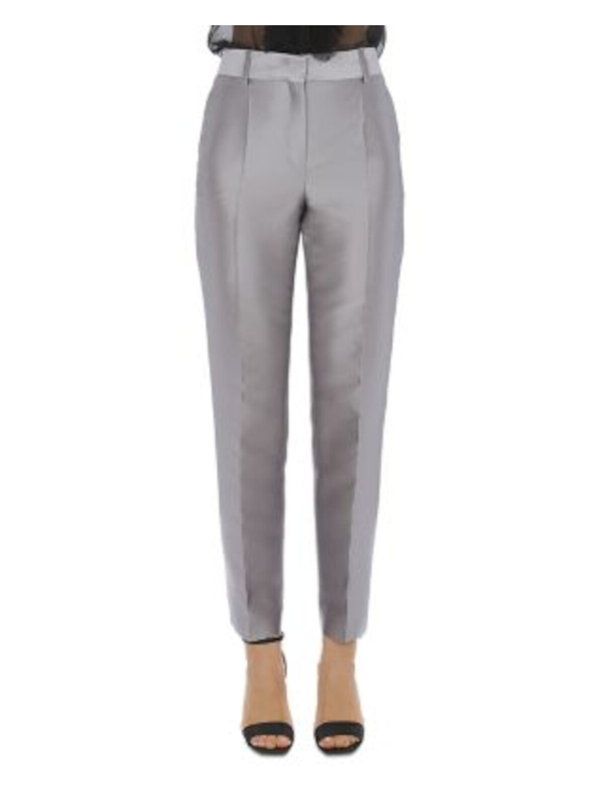 ALBERTA FERRETTI Womens Gray Zippered Pocketed Creased Legs Cropped Evening Straight leg Pants 4