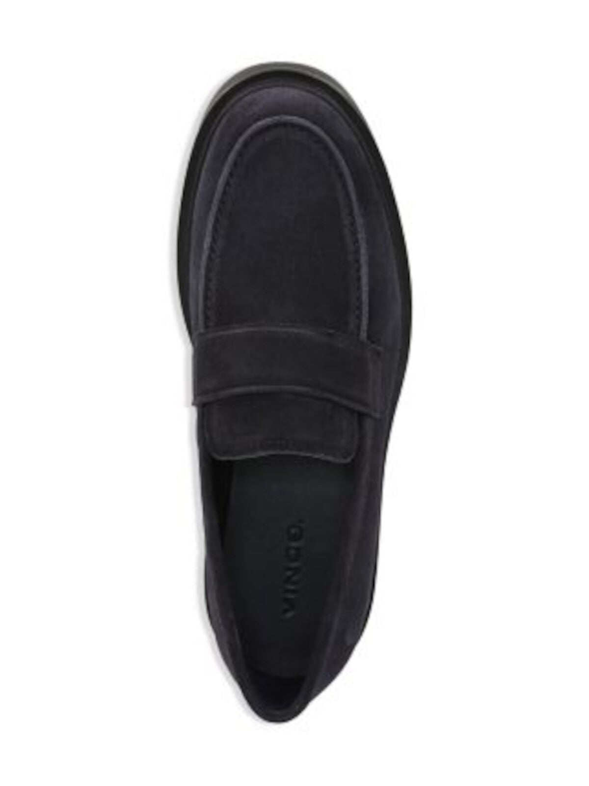 VINCE. Mens Navy Vamp Strap Cushioned Eston Round Toe Block Heel Slip On Leather Loafers Shoes 13 M