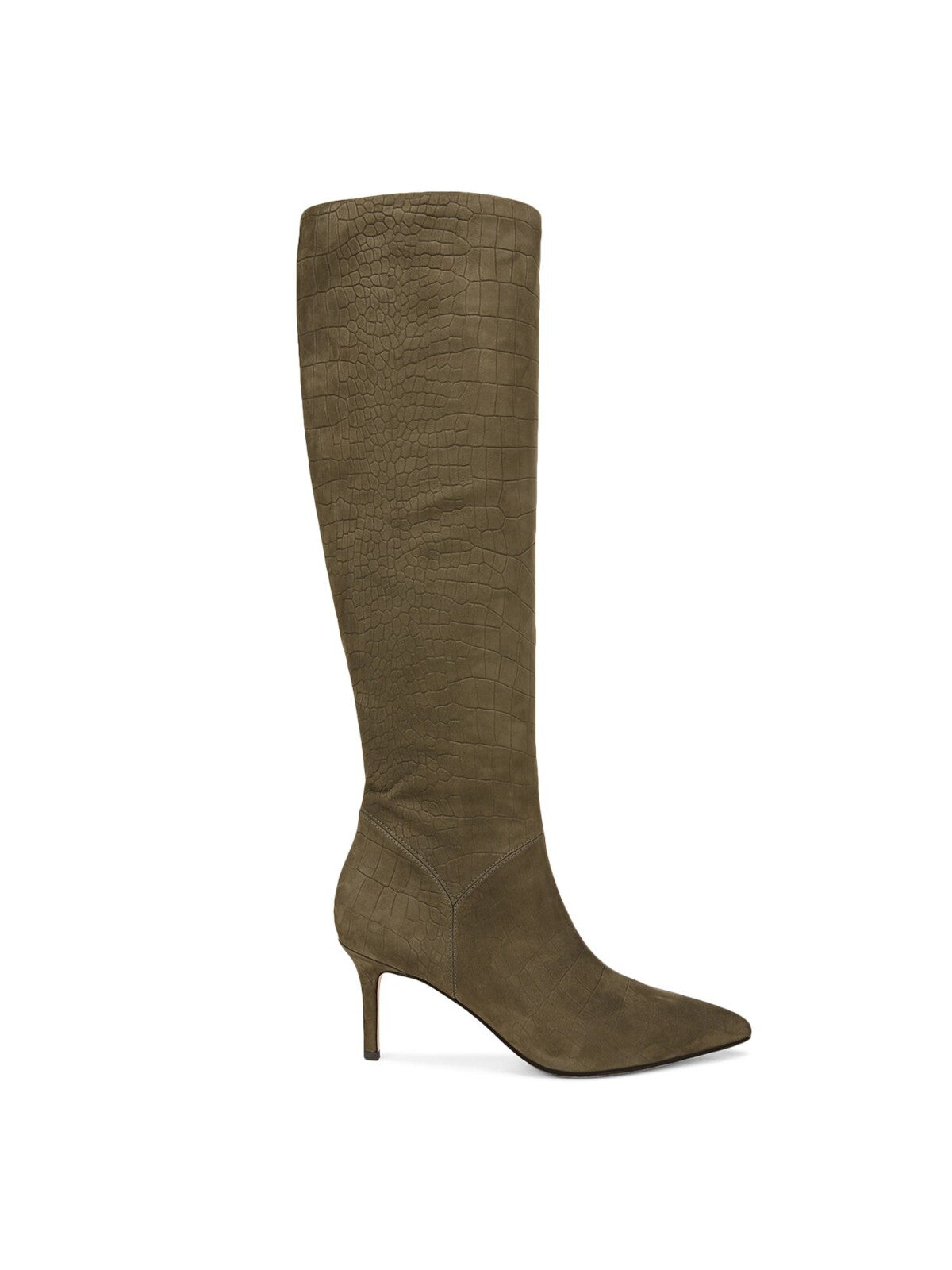 VERONICA BEARD Womens Green Croc Padded Lexington Pointed Toe Stiletto Suede Heeled Boots 9.5 M