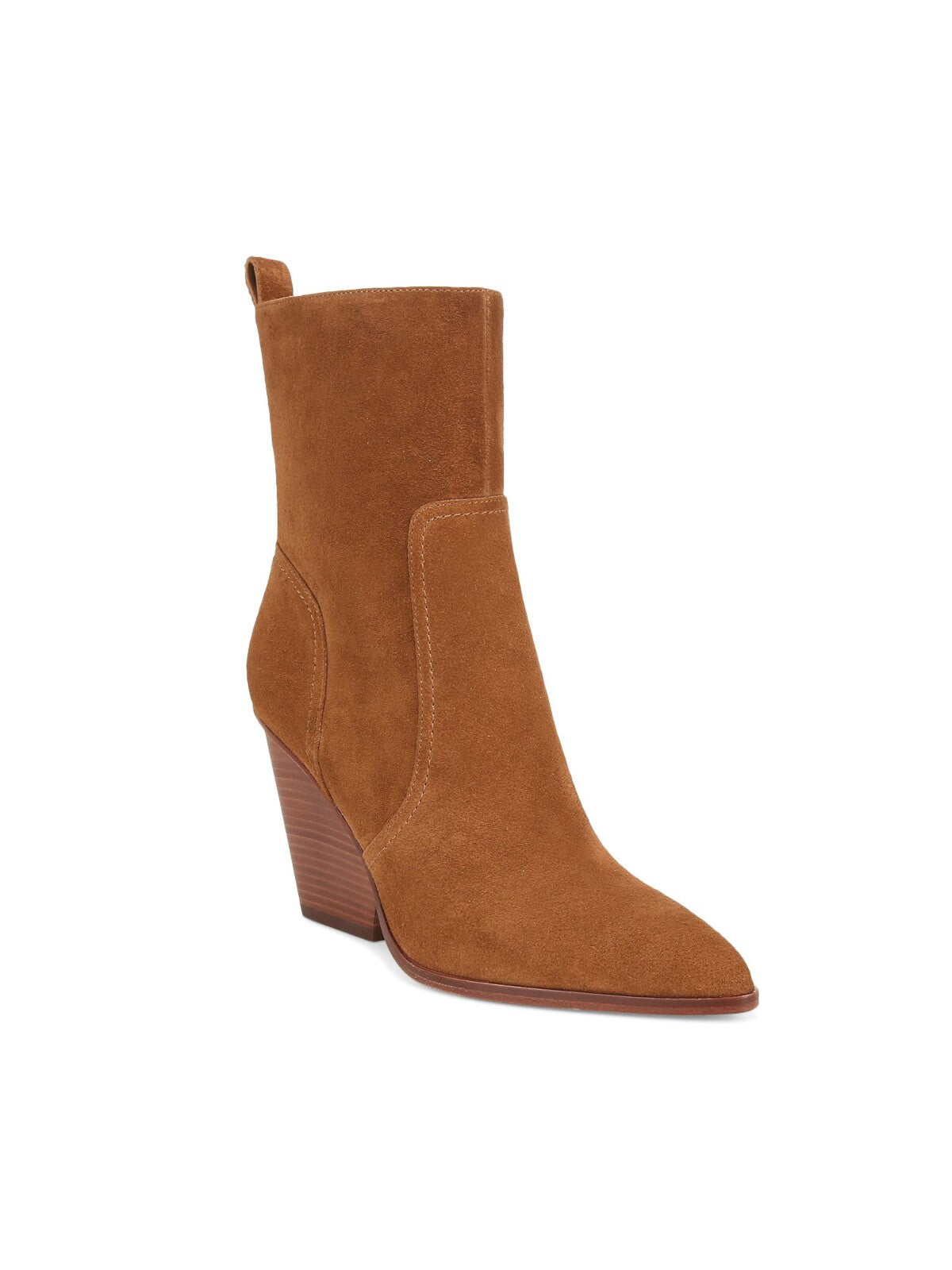 VERONICA BEARD Womens Brown Back Pull-Tab Padded Logan Pointed Toe Stacked Heel Zip-Up Leather Booties 9 M
