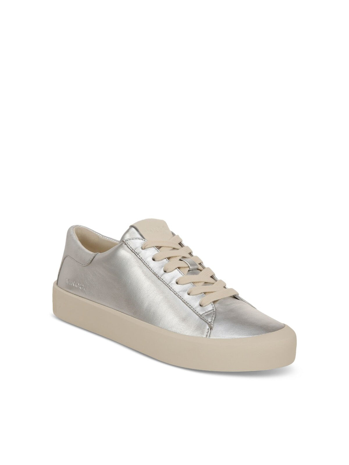 VINCE. Womens Silver Metallic Debossed Logo Padded Lightweight Gabi Round Toe Platform Lace-Up Leather Sneakers Shoes 5.5 M