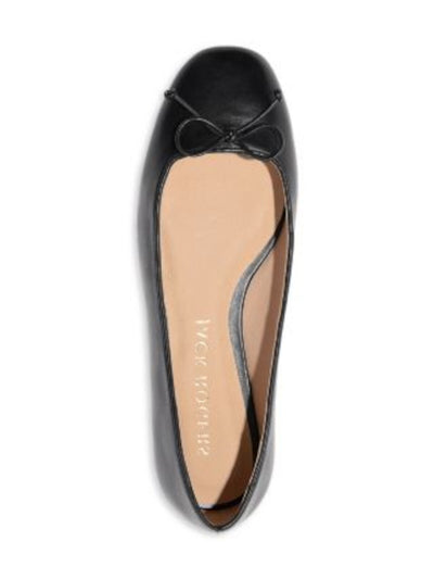 JACK ROGERS Womens Black Bow Accent Padded Kenlyn Round Toe Slip On Leather Ballet Flats 10